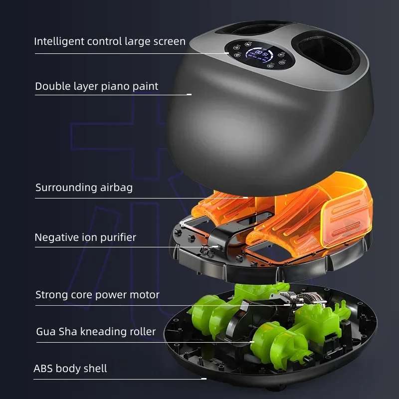 Smart Airbag Foot Massager with Remote Control Heated Pneumatic Stretching Wrap Balance Well Being