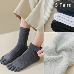 Five Finger Socks Winter Thick Man Cotton Business Anti-Bacterial Keep Warm Floor Sleeping Terry Against Cold Snow Toe Socks