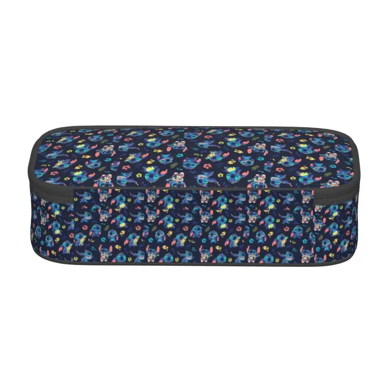 Custom Stitch Pattern Lápis Casos para meninas e meninos, grande capacidade, Anime Cartoon Pen Box, Material escolar