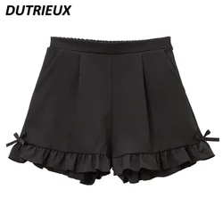 Japanese Lolita Style Lace Shorts Loose Slim Looking Base Shorts Elastic Waist Sweet Cute Gilrs Black Bottoming Short Pants