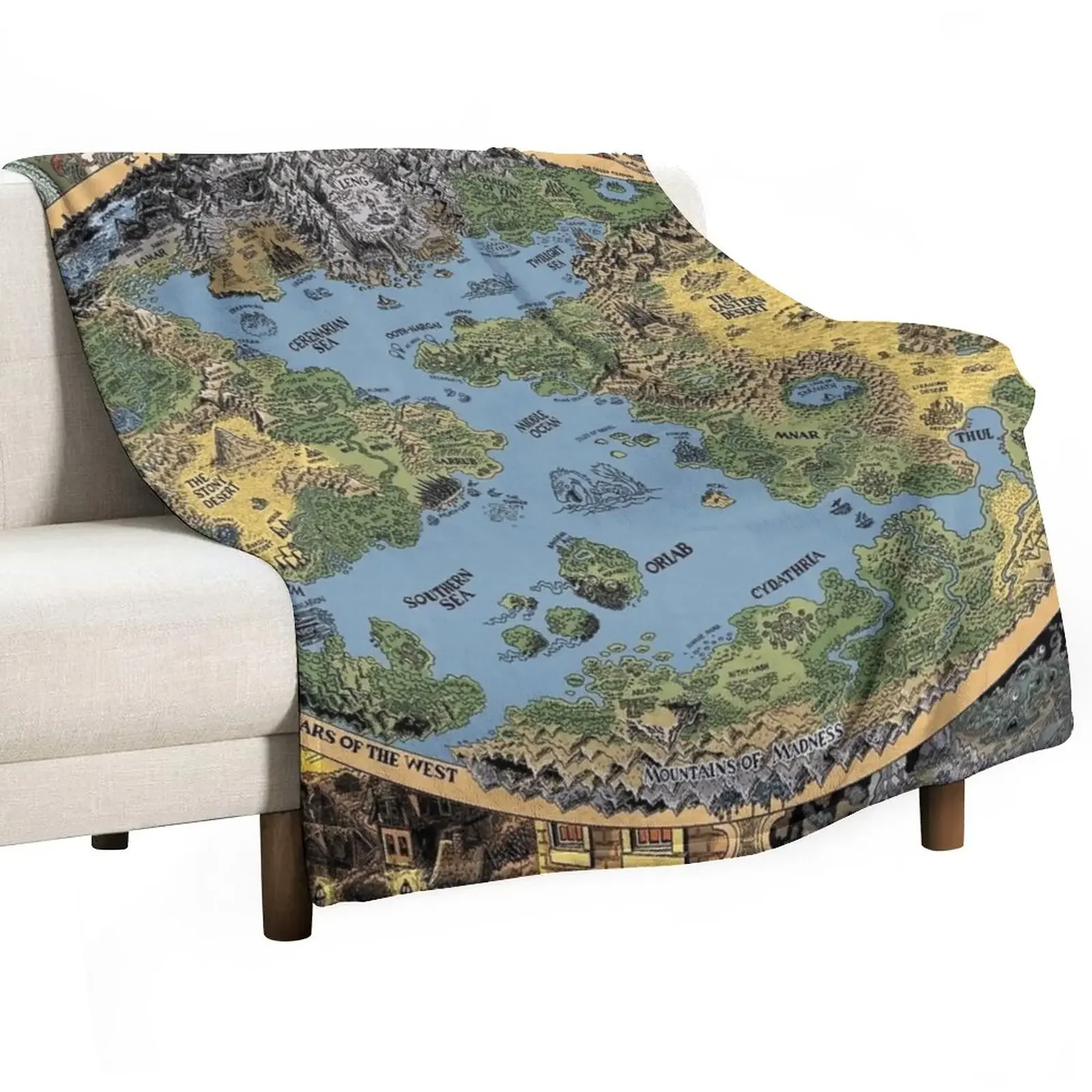 HP Lovecraft Dreamland Map Throw Blanket Sofas sofa