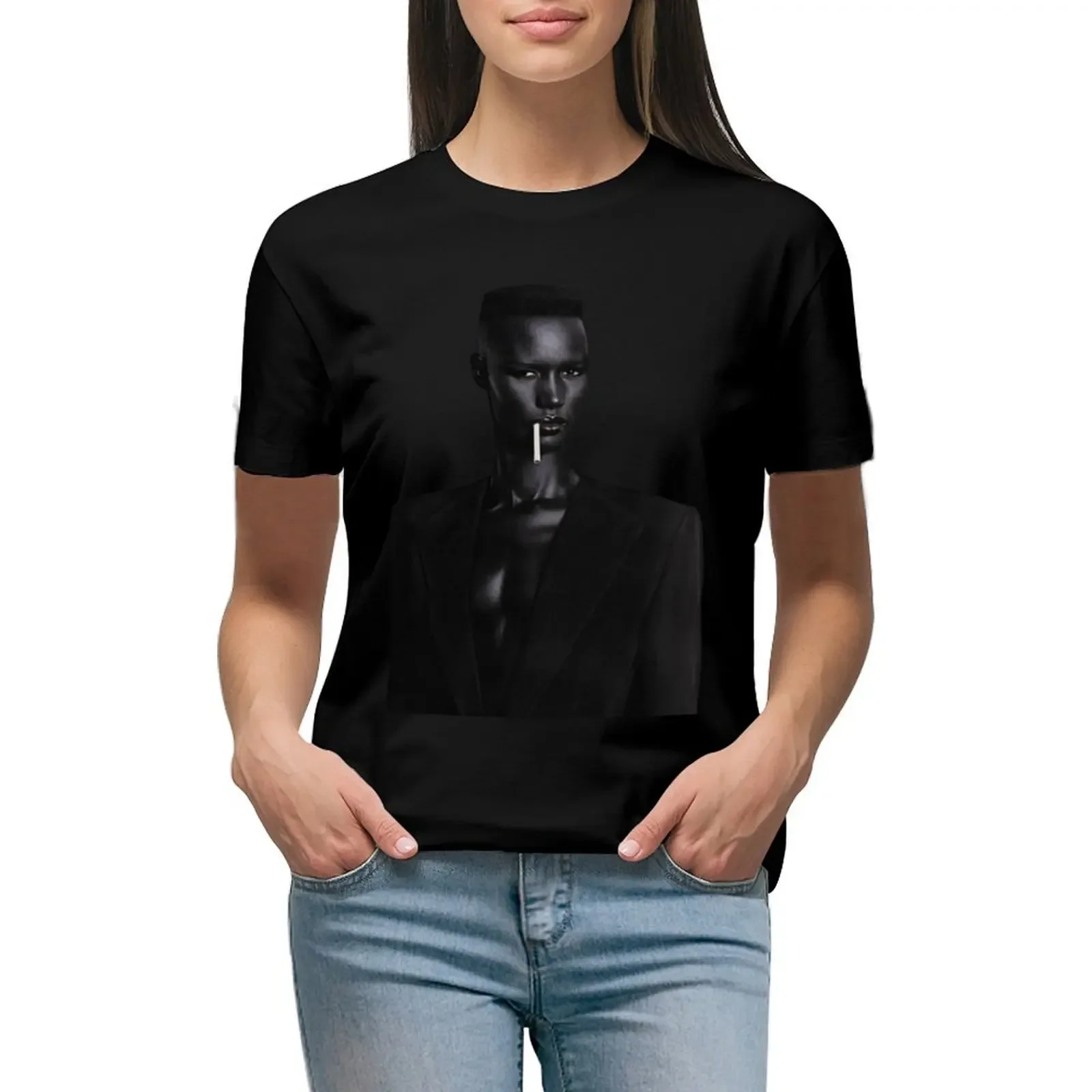 

Grace jones T-Shirt vintage clothes summer top funnys animal print shirt for girls Woman clothing