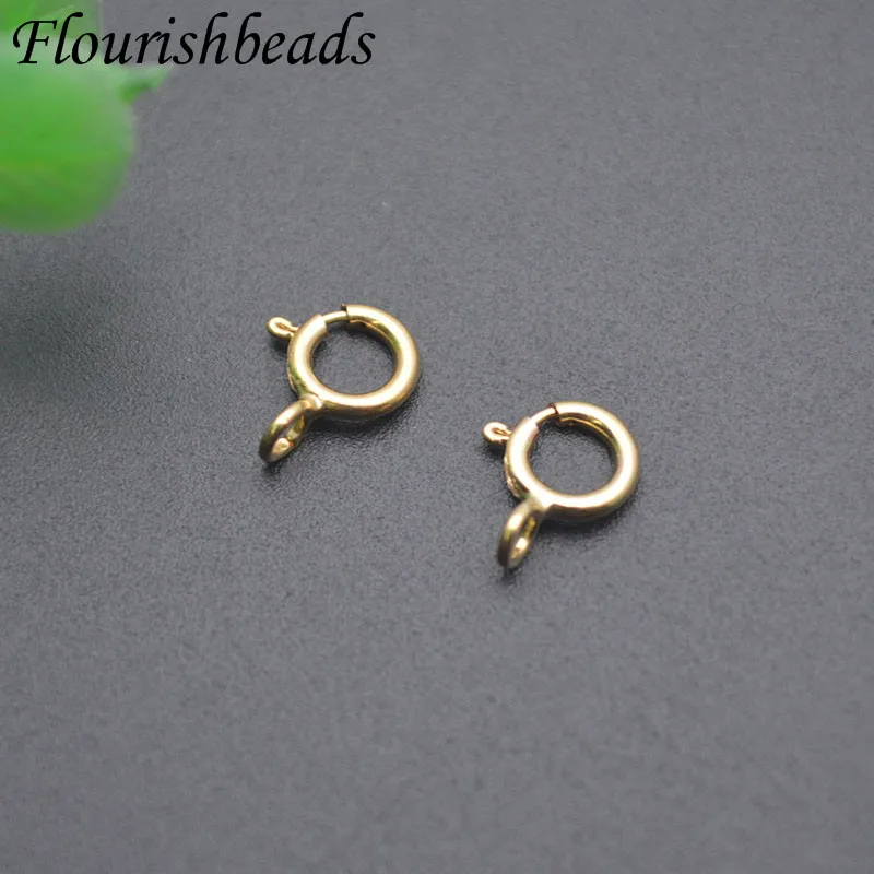 30-50pcs High Quality 14K Gold Filled Spring Ring Clasps Hooks for Women Handmade DIY Bracelets Necklace Making Findings