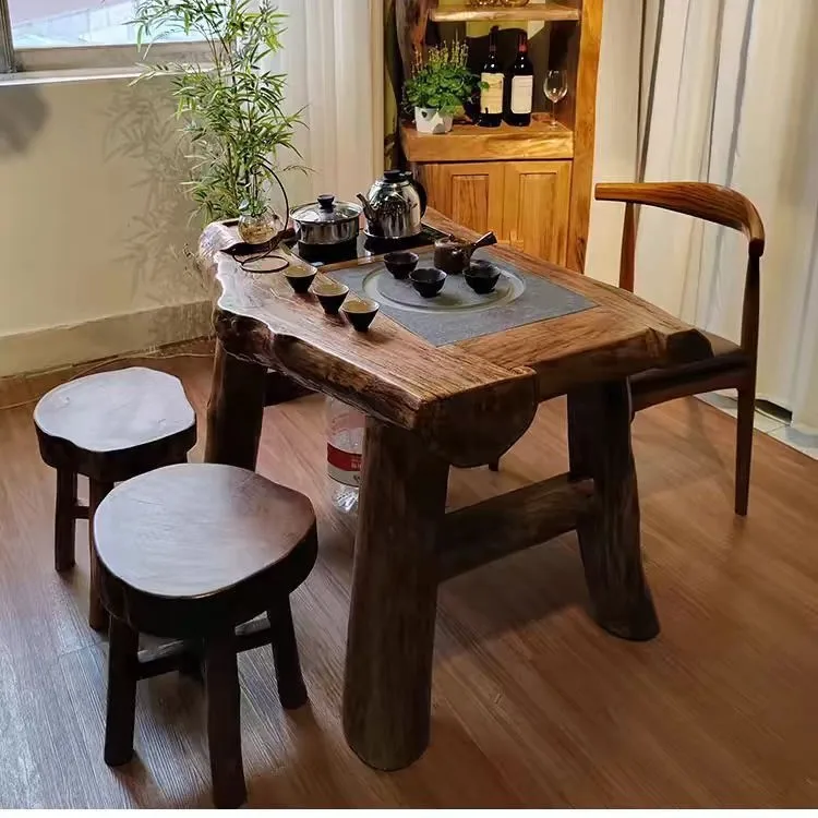 

Старинный чайный столик из массива ивы для балкона, кофейный столик из натурального дерева для дома, встроенный в интерьер