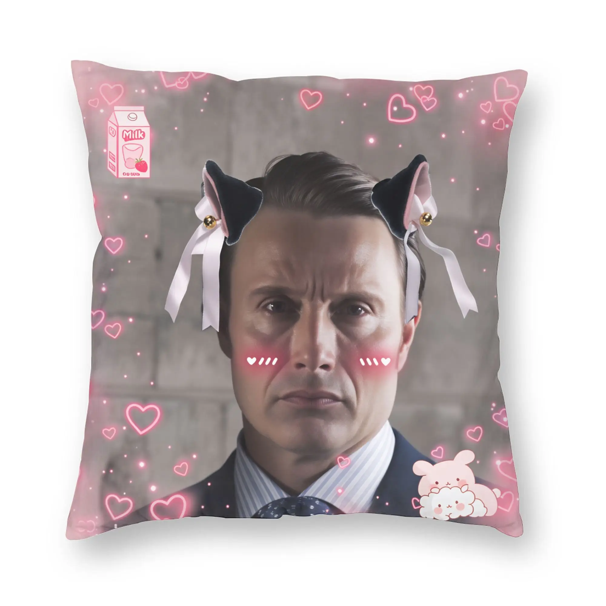 Pillow Cover Mads Mikkelsen Hannibal Funny  Retro Trendy Pillow Case For Living Room Chair Pillowcases