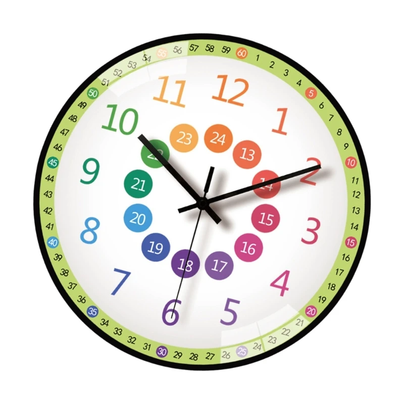 Modern 8Inch Children Wall Clock Time Management Telling Time Teaching Clock Quiet Movement For Home Decorations