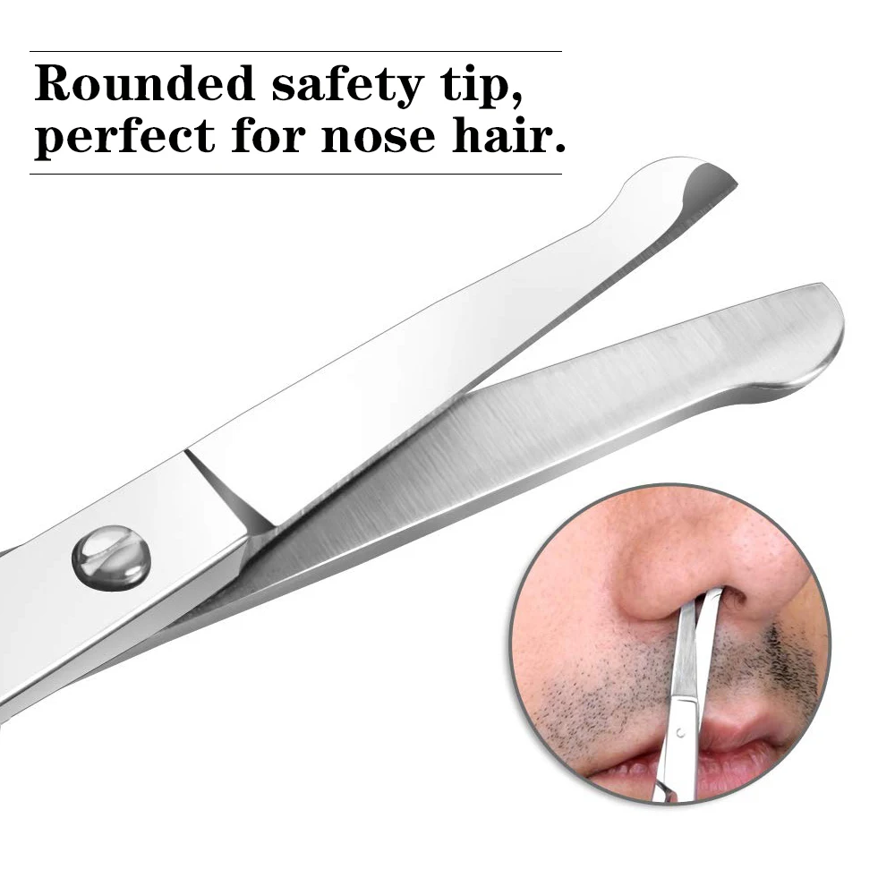 1Pcs Stainless Steel Nose Hair Scissors Mustache Nose Hair Remover Trimmer Curved Shaving Small Scissors Safety Makeup Scissor