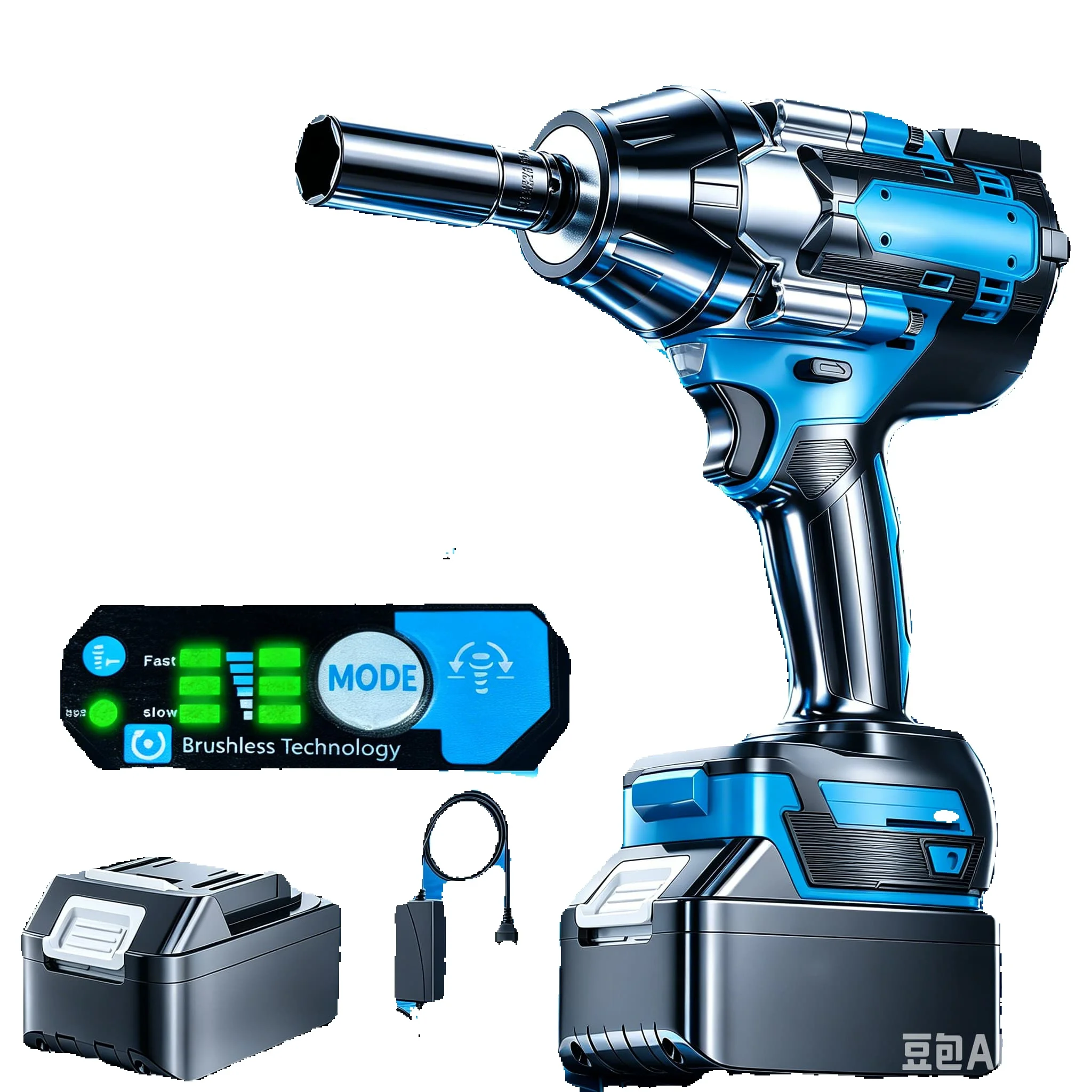 1800N.M Hochdrehmoment Bürstenloser Akku-Schlagschrauber, 1/2 Zoll Lithium-Batterie-betriebener Schrauber Kompatibel mit Makita 18V Akku