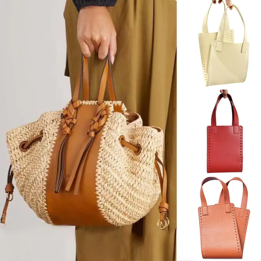 High Quality Leather Crochet Bag Handles Vintage Pattern Women DIY Bag Kit Handbag Shoulder Bag Knit Bag Accessories Crafts New