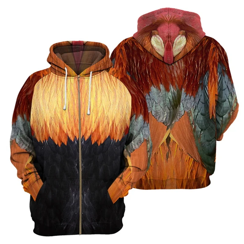 

Мужские толстовки на молнии для косплея, 3D принт, животное, орел, павлин, курица, птица, узор, толстовки, мужская праздничная одежда, пальто большого размера с капюшоном
