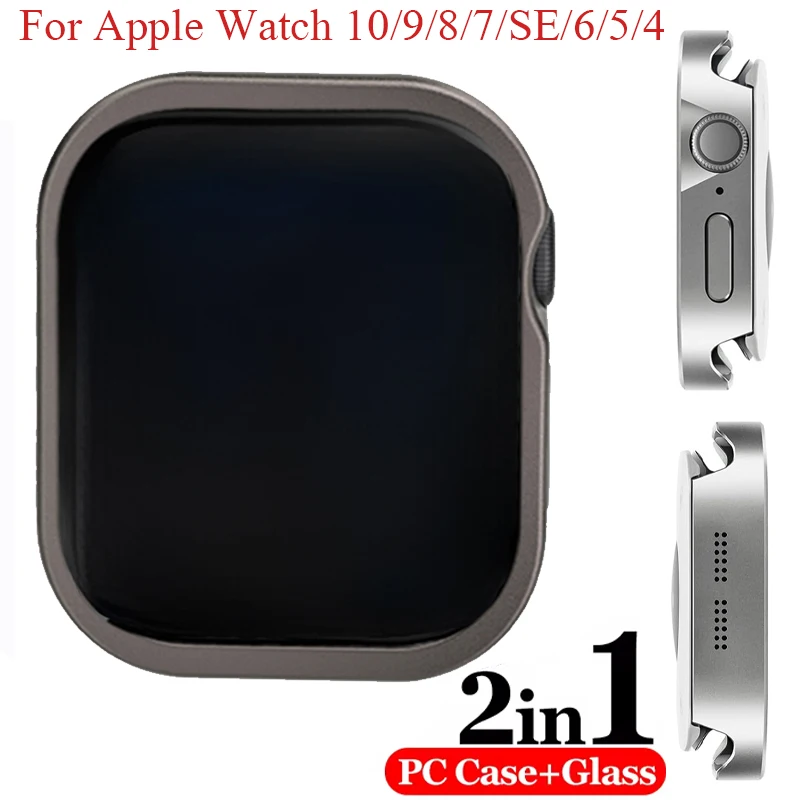 

Металлический корпус для Apple Watch Series 10, 46 мм, 42 мм со встроенной защитной пленкой, алюминиевый чехол для iWatch 42 мм, 44 мм, 45 мм, 46 мм, 49 мм