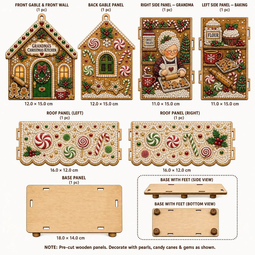 DIY Pearl Art Christmas House Diamond Painting Kit Gingerbread House Shape Xmas Hanging Ornament Set for Home Holiday Decor Gift