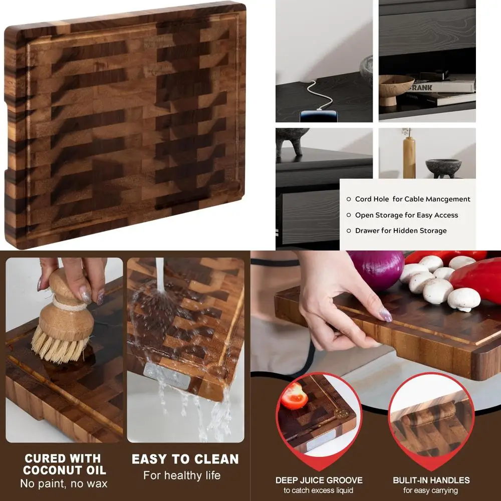

Premium Walnut Kitchen Cutting Board 17x13x1.2 - Large Butcher Block Style Wood Cutting Surface with Juice Groove for Chefs