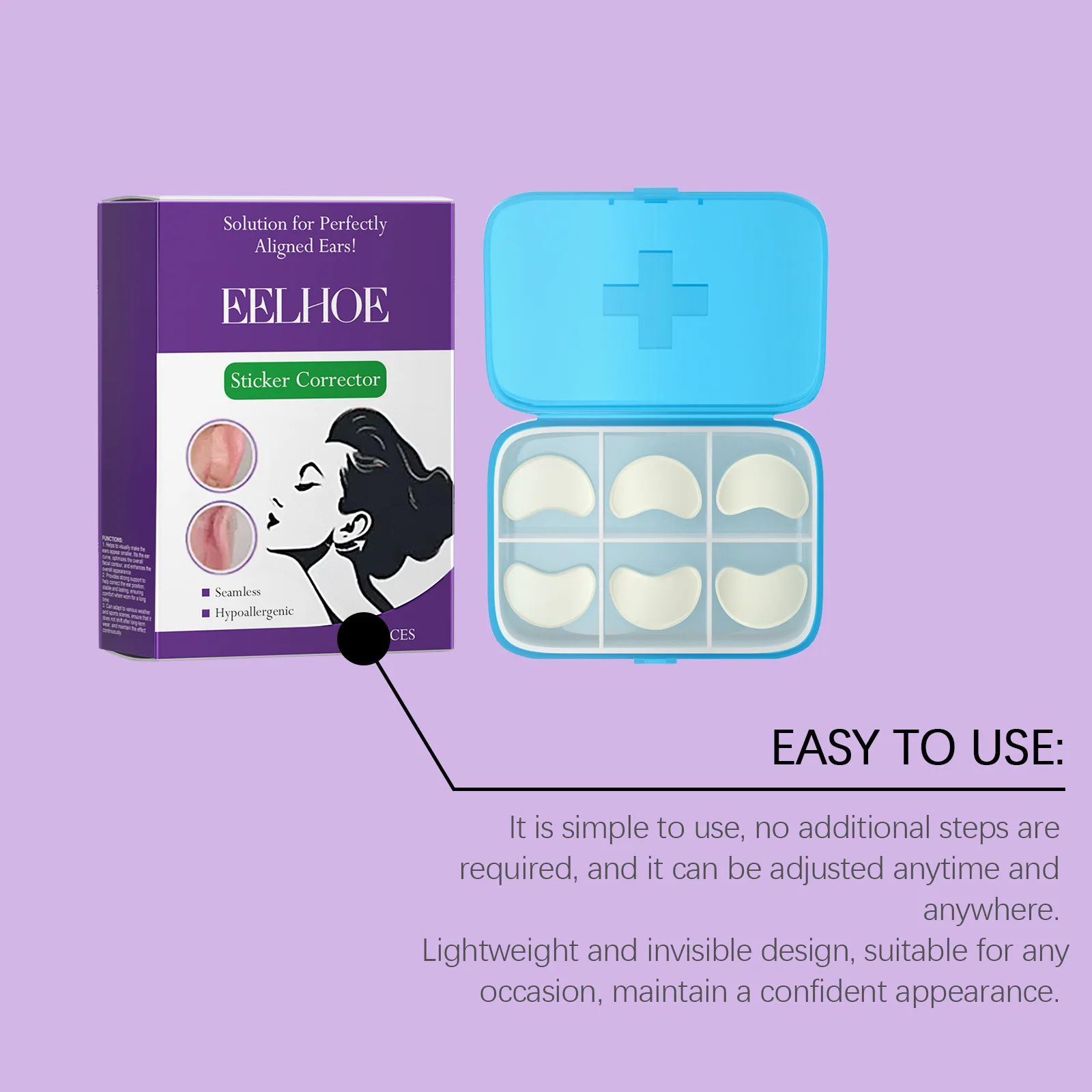 EELHOE Ear Fixed Patch Decorate Contour Durable Support Persistent Fixation Improve Sagging Invisible Aligners Ear Fitting Patch