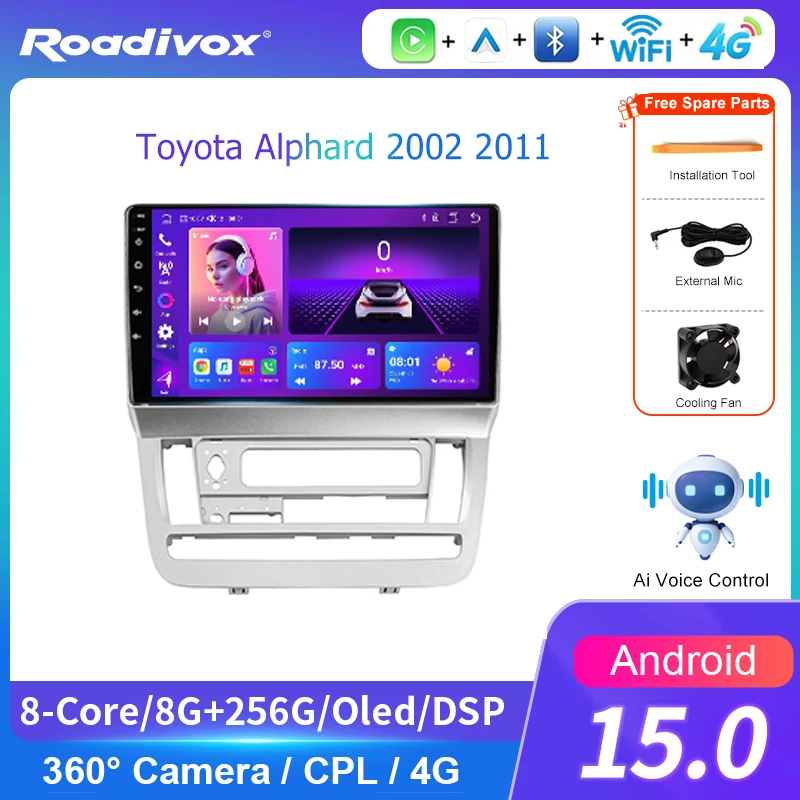AI VOICE roadivox Android car radio for Toyota Alphard 2002 2011 stereo GPS Navigation video Multimedia Player tape recorder