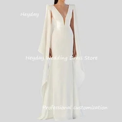 Heyday Crepe Mermaid V-Neck Dress Court Train Classics Draped  Formal Occasion Evening Party Pretty Dresses Heyday 2024