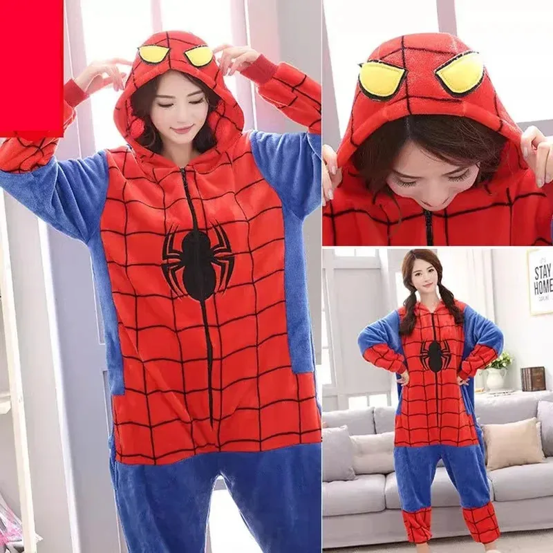 25COSBoy Girl Children Spider Red Pajamas Set Flannel Kids Animal Cartoon Cosplay Hooded Pijama infantil Kigurumi Sleepwear view 2