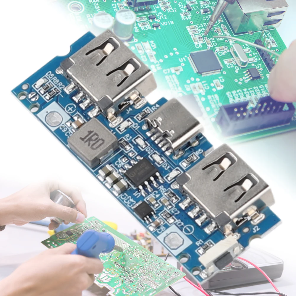 Micro/Type-C 18650 Boost Battery Charger Overcharge Protection USB 5V 2.4A  Charger Board Dual USB For Phone DIY
