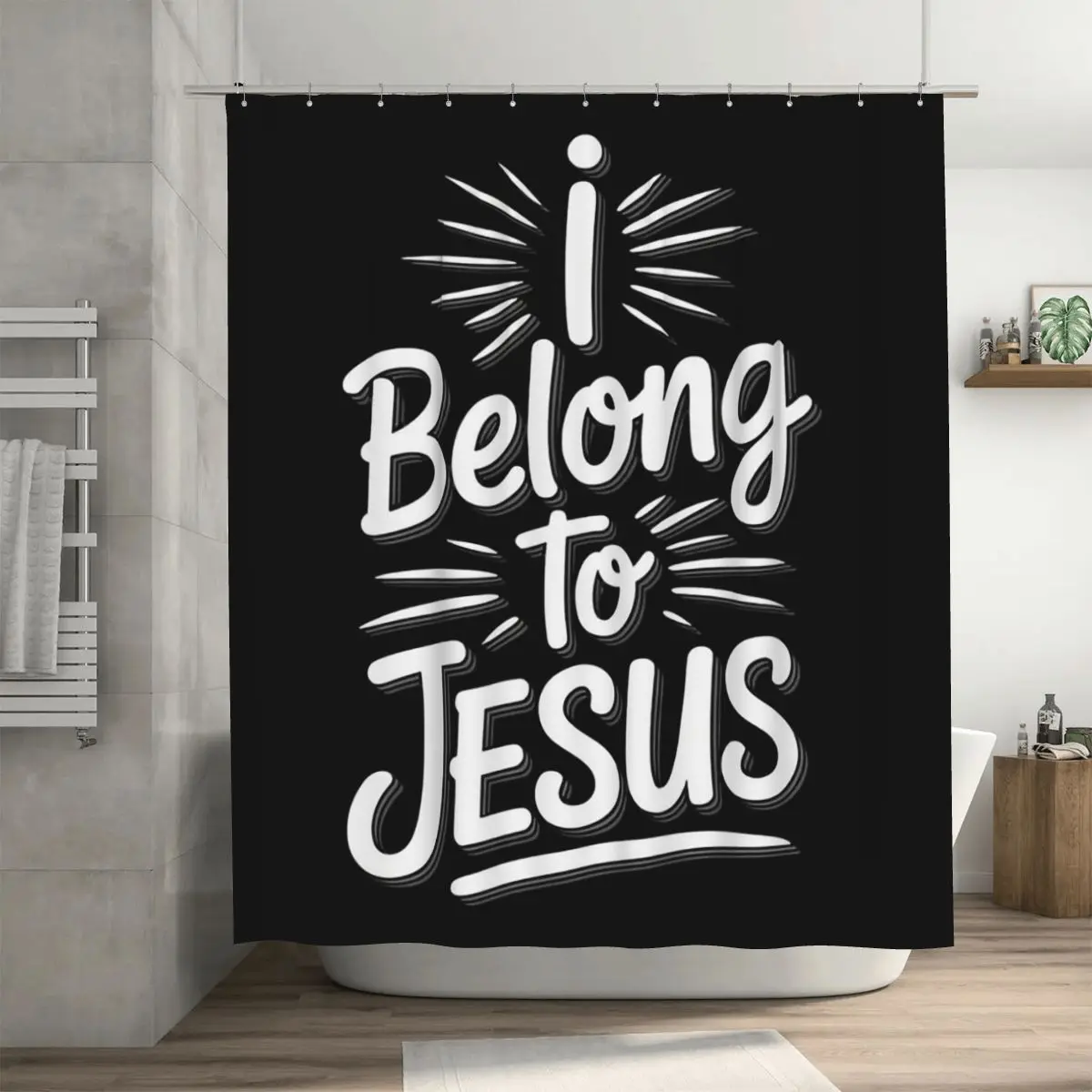 

Занавеска для душа «Я принадлежу Иисусу» с христианской религиозной символикой, полиэстеровая, водонепроницаемая, с крючками