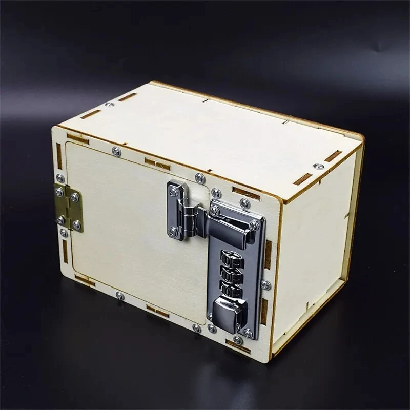 Lockbox cofre para crianças, máquinas de bricolage, invenção, experimento científico, madeira senha caixa, montagem modelo brinquedos, fazer