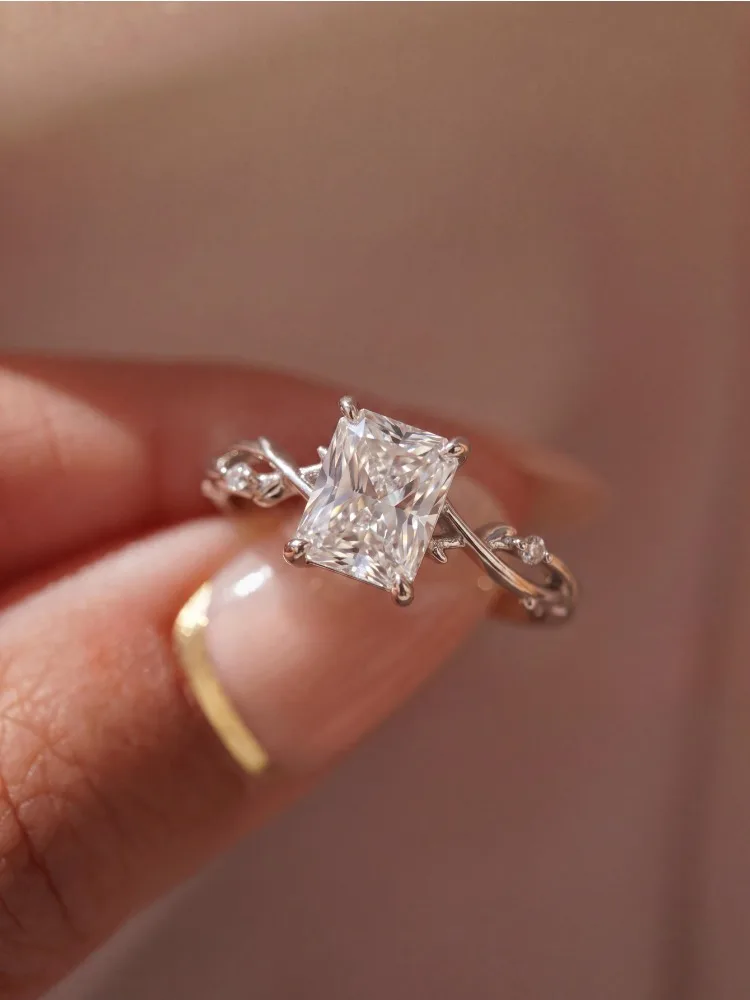 925 Sterling Silber Exquisiter 6*8mm Rechteckiger Zirkon-Ring für Damen, Verlobung, Hochzeit, Jahrestag, Hochwertiger Edel-Schmuck – Detail 2