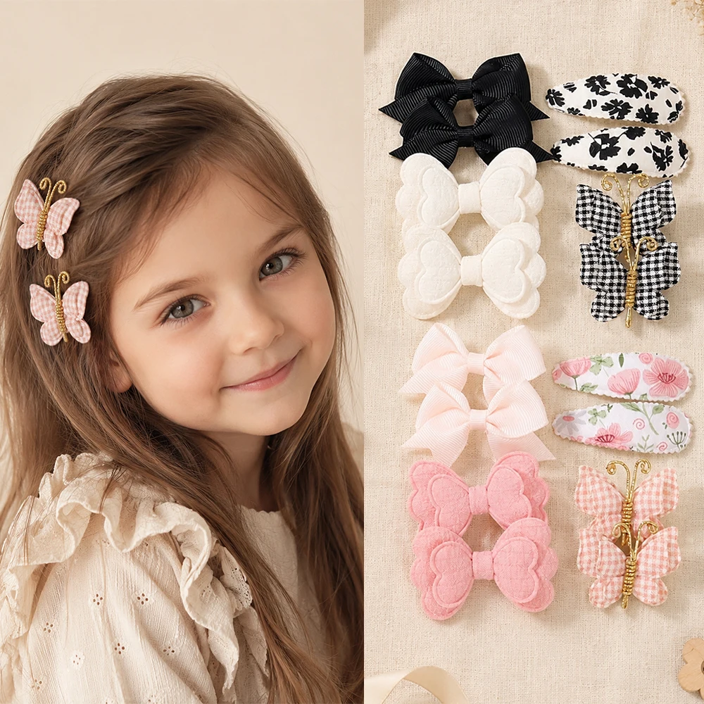 1 Set Fabric Bow BB Hair Clips for Toddler Girls Barrettes Kids Sweet Side Bangs Hairpins Baby Princess Daily Hair Accessories