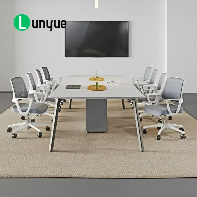 Modern Customizable Conference Table Melamine Top Iron Legs Office Workbench Meeting Room Negotiation Desk School Furniture