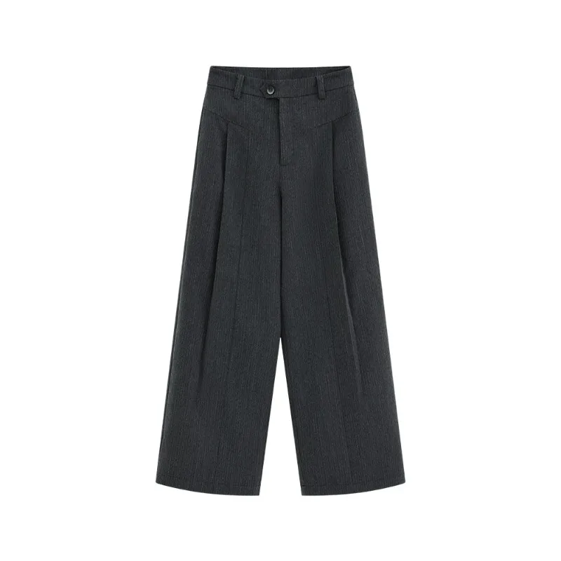 Pantalones de pierna ancha a rayas Vintage para mujer, pantalones drapeados de cintura alta, holgados y relajados, estilo informal para ir al trabajo en el día a día para oficina