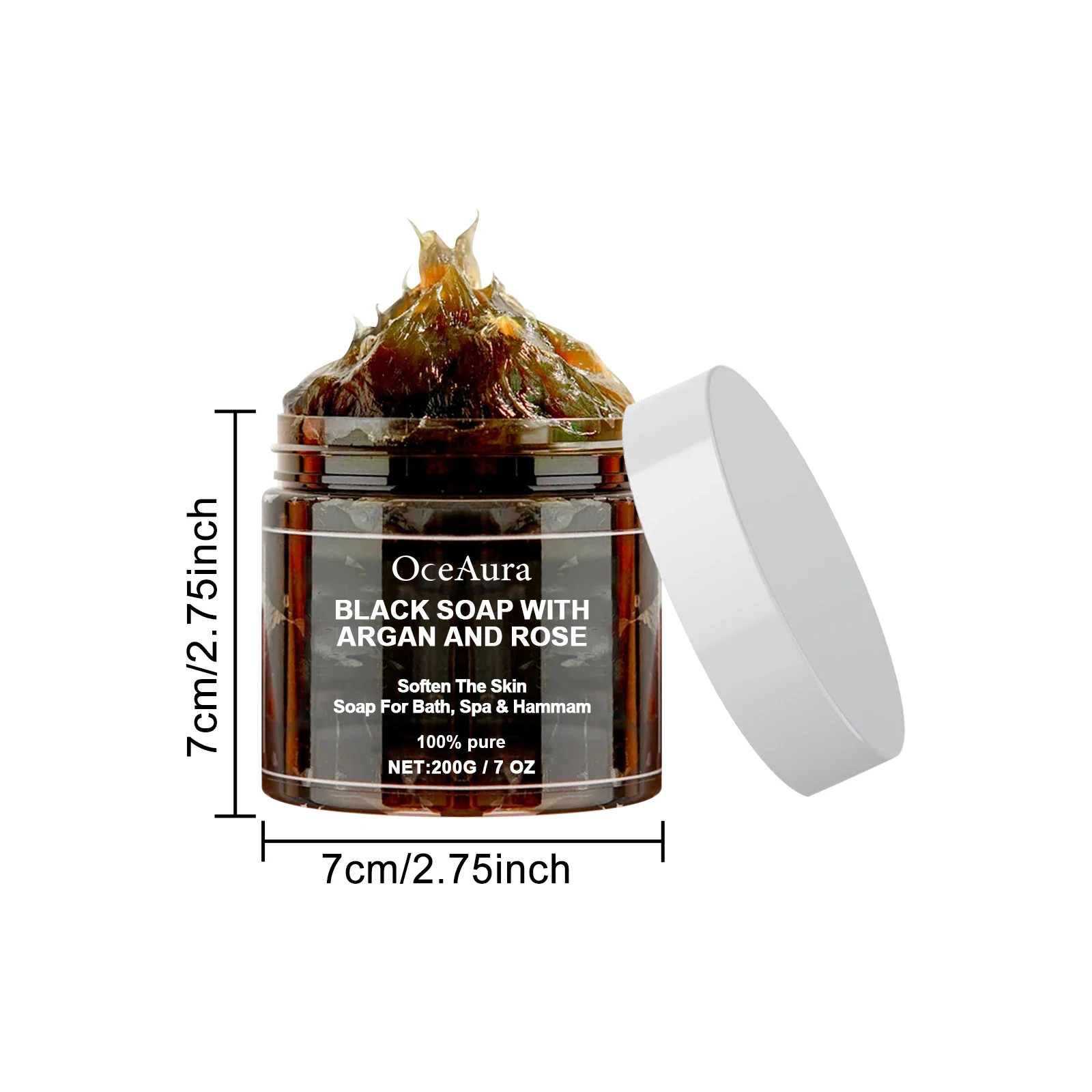 OCEAURA 200 جرام صابون أسود مع الأرغان والورد يفتقر صابون بليدي مثالي لإزالة الجلد الميت وفرك الجسم وتنقية التنظيف العميق #6