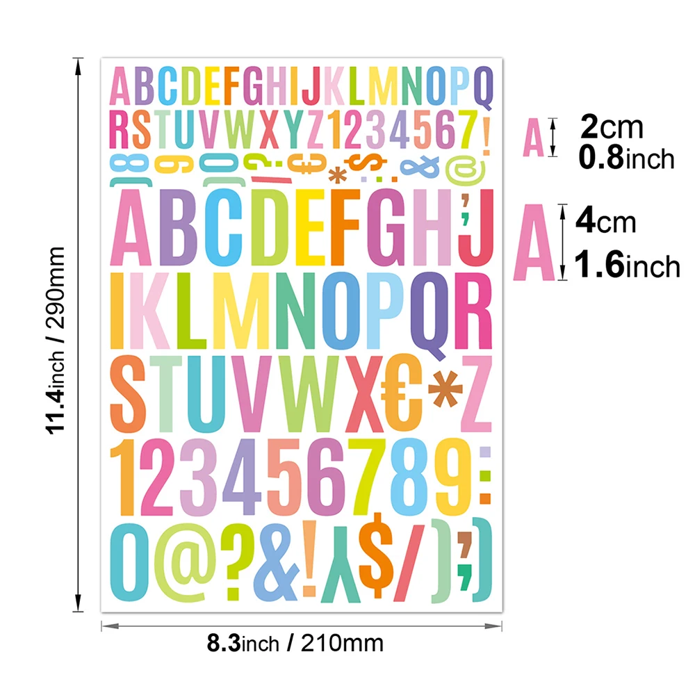 Colorful Numbers Stickers Self-Adhesive Vinyl 26Alphabet A-Z Planner Sticker Waterproof Alphanumeric Labels For Diy Cup Cutlery