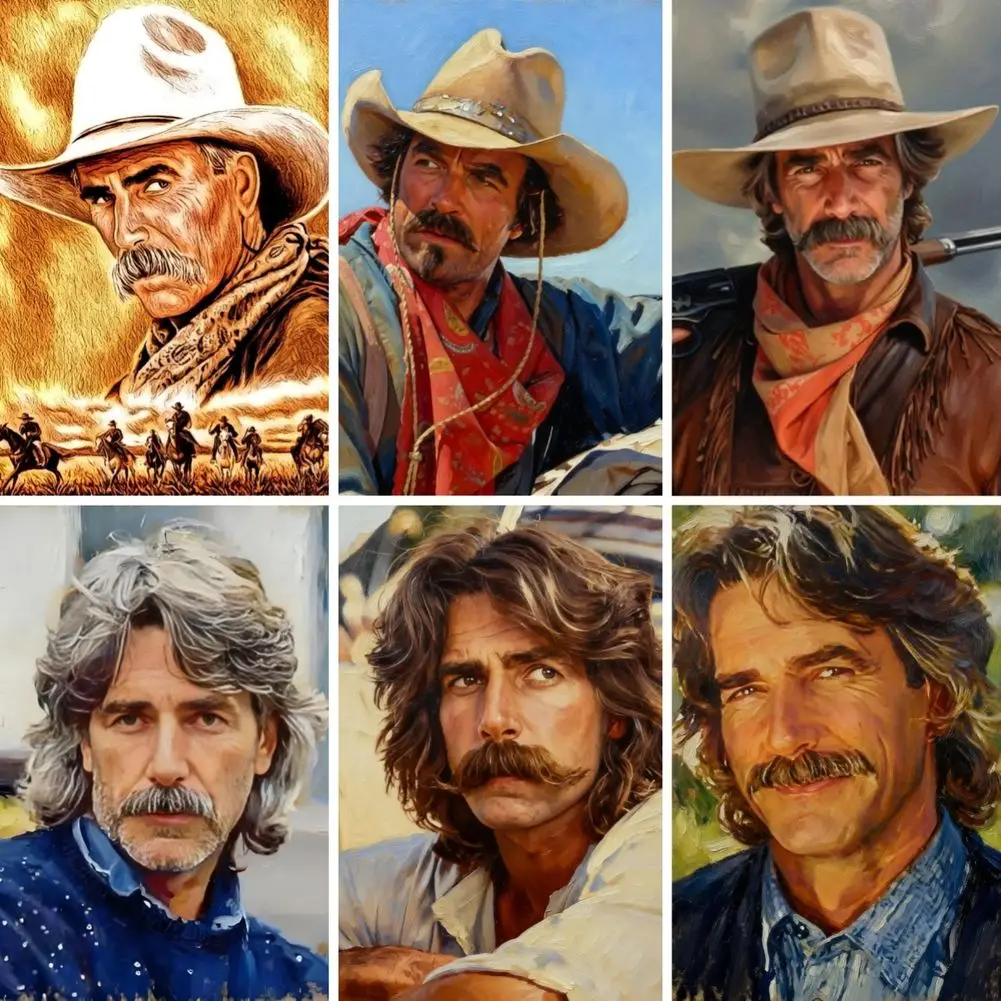 Full Drill Diamond Painting Kit Classic Cowboy Sam Elliott DIY Diamond Embroidery Texas Ranger Cross Stitch Picture Wall Decor