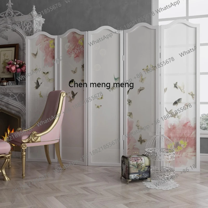 European semi-transparent solid wood screen partition entrance hotel living room bedroom screen