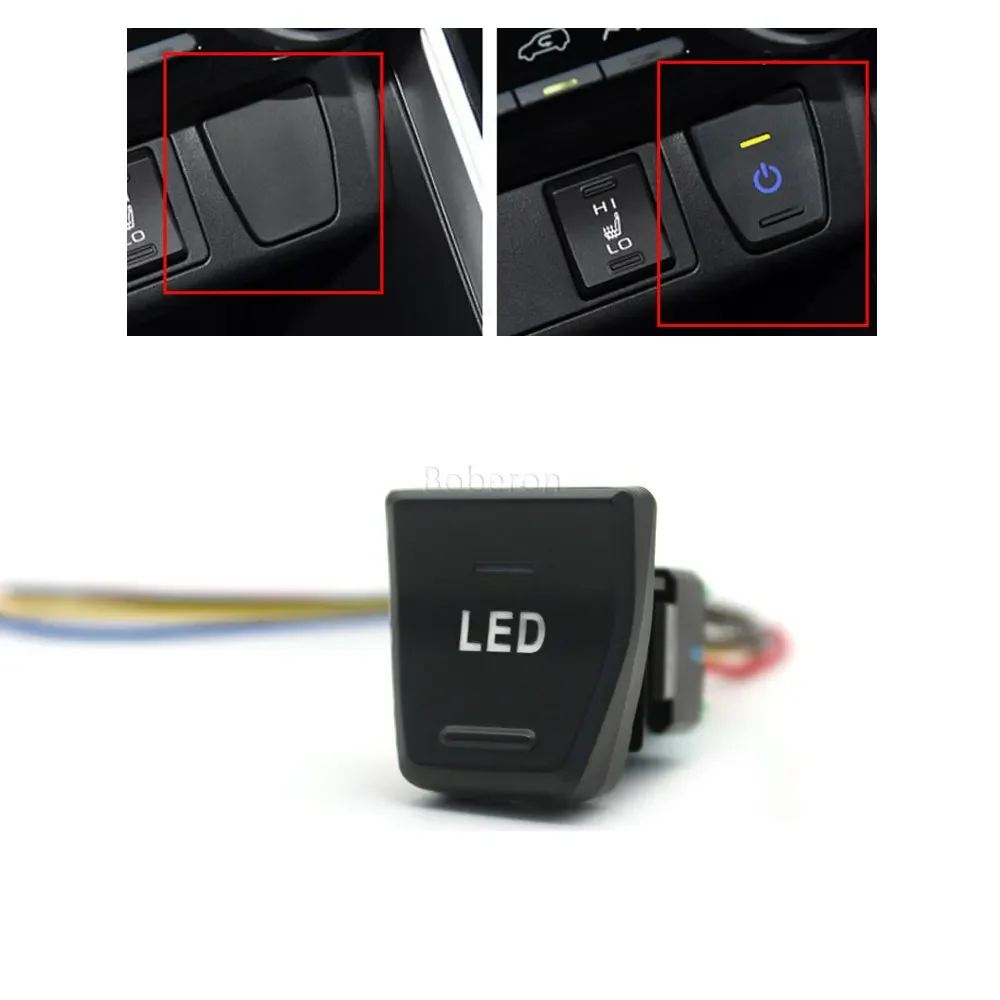 For Toyota Wilanda RAV4 2019 2020 2021 Auto LED Push Button Power On Off Front Fog Light Monitoring Switch with Connecting Wire