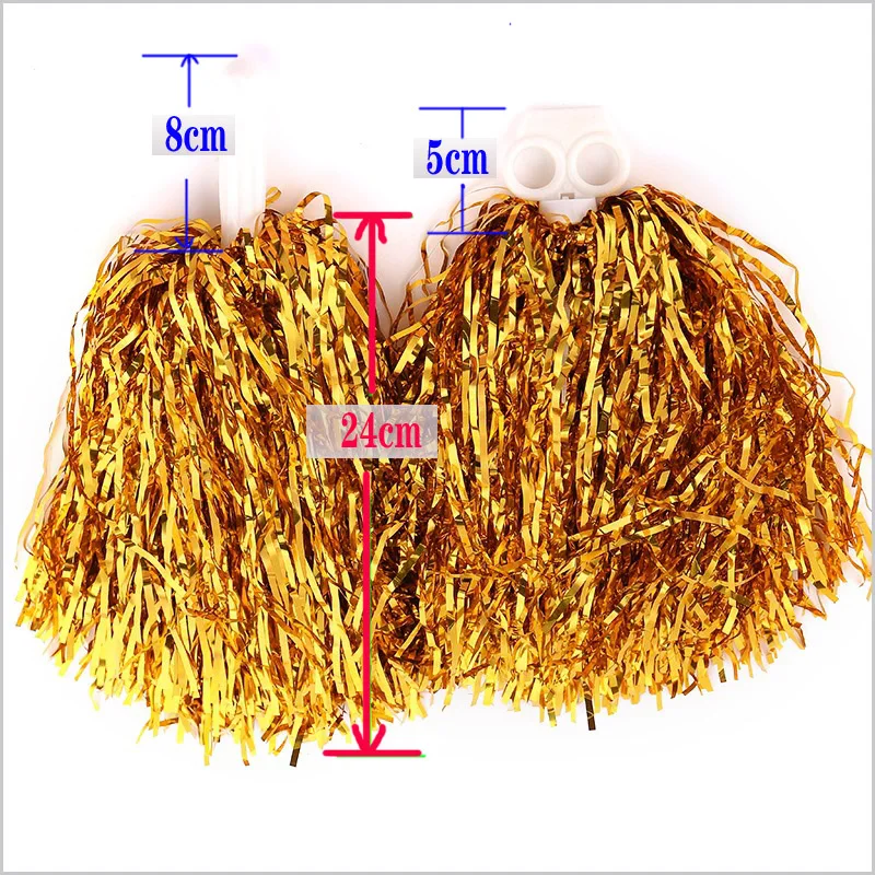 Pompons de pom-pom girl pour enfants et adultes, streamer métallique qui ne se décolore pas, fleurs à la main de pom-pom girl, sports d\'équipe,