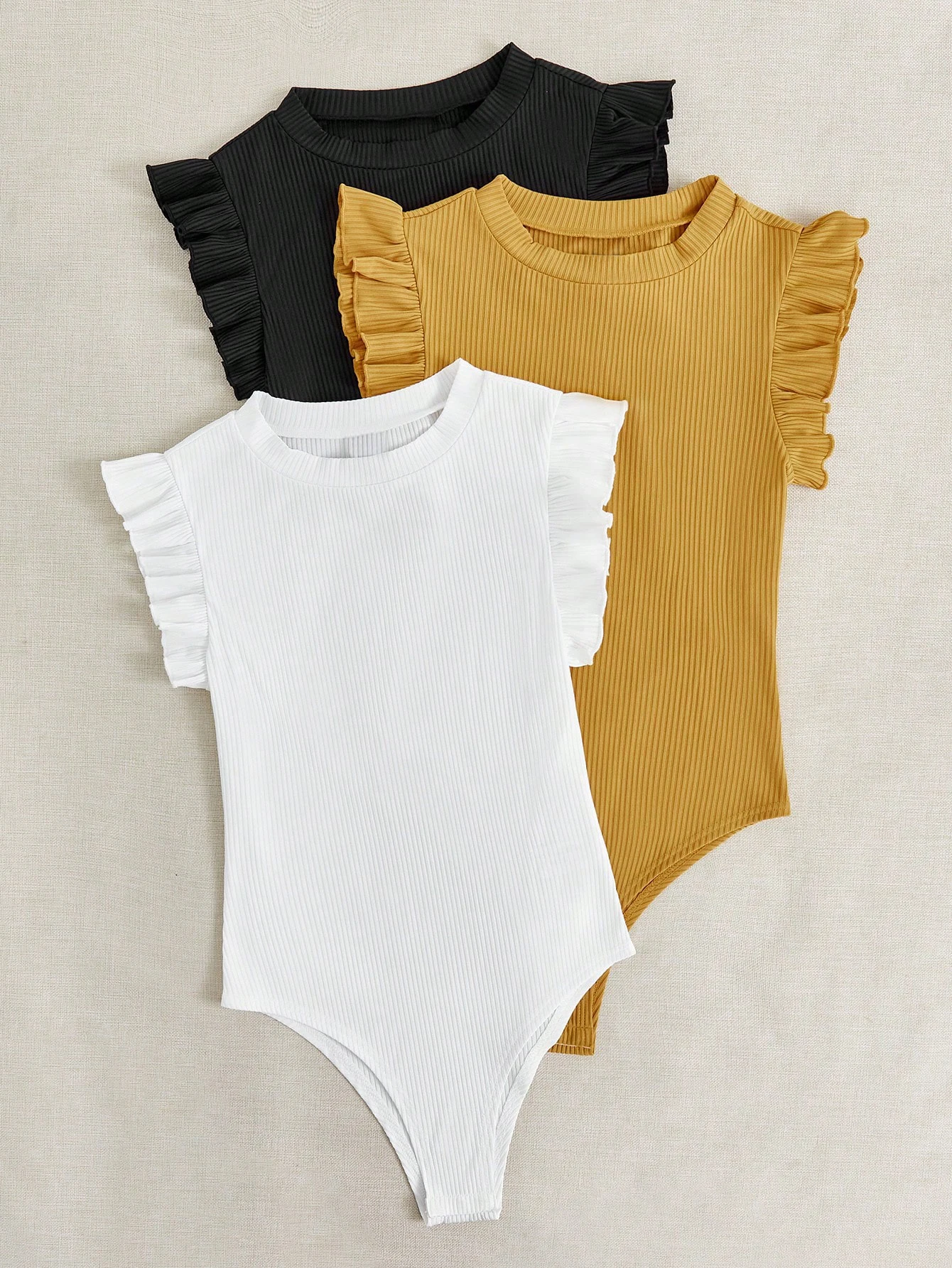 

Women's 3-piece one-piece tight-fitting dress, sexy ribbed one-piece pants, sleeveless round-neck elastic one-piece tight-fittin