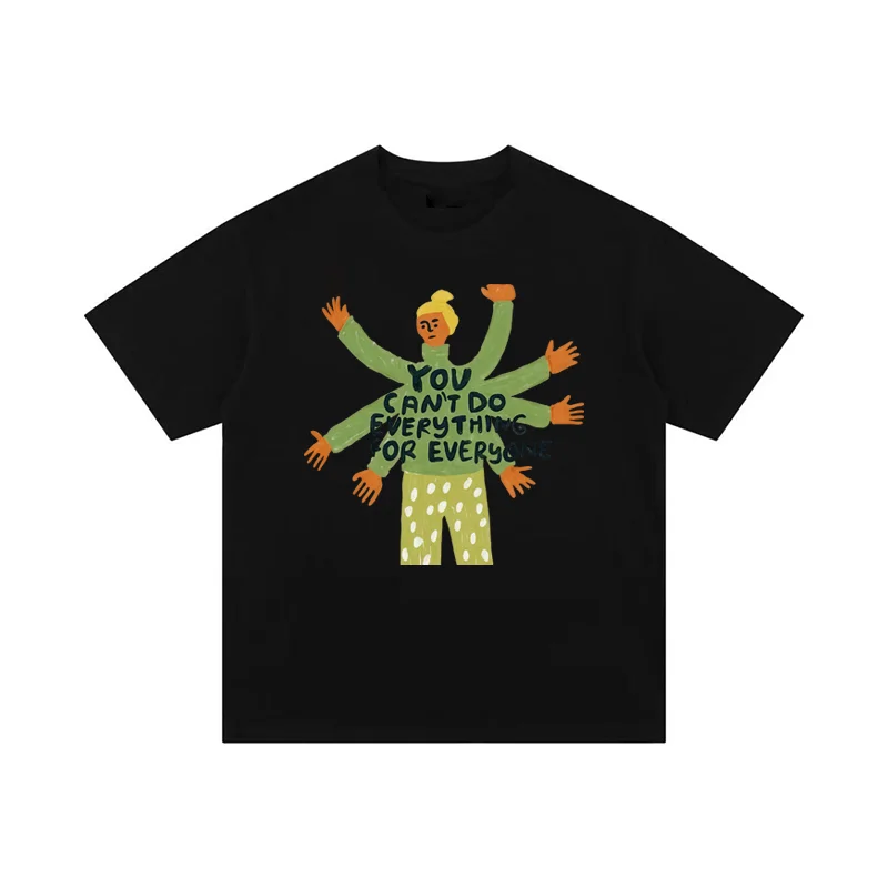 

High Design Illustration Art Men's and Women's Design Sense Classic Casual Print Short Sleeve T-Shirt Hip Hop Trend Street Style