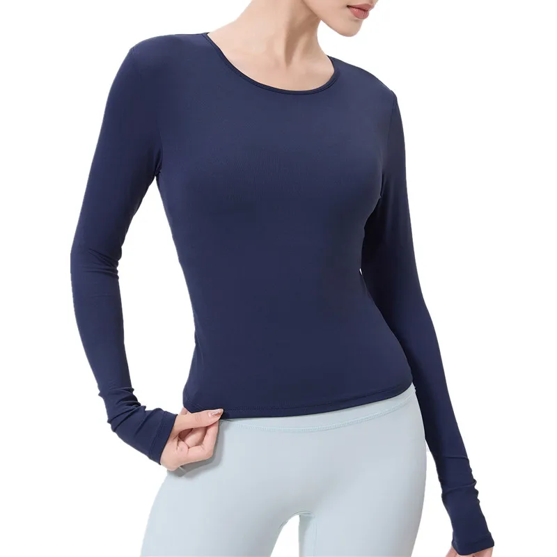 

Women Long Sleeve Yoga T-Shirts O Neck Tight Fitness Sports Tee Elastic Breathable Gym Blouse Workout Tops Outdoor Soft Running