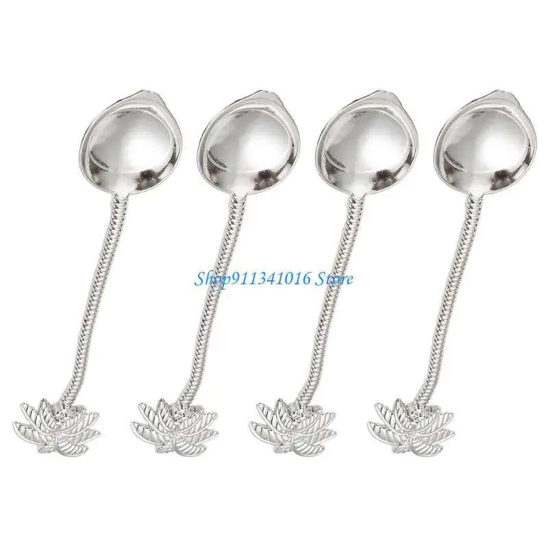 4 Piece Vintage Coffee Cake Spoons Melal Metal Dessert Utensils For Afternoon And Ice Cream