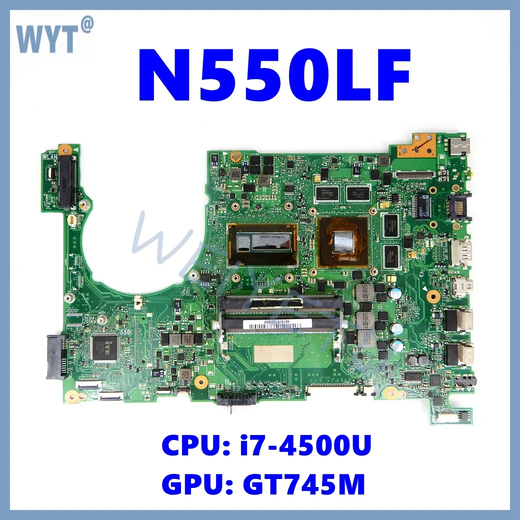 N550LF Mainboard For ASUS Q550LF N550L Q550L N550LF Laptop Motherboard i7-4500U CPU GT745M-V2G GPU 100% Tested OK