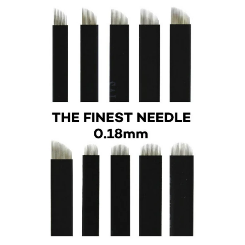 

50pcs 0.18mm Black Tebori Blade Needle U-shaped and Bevel Eyebrow Tattoo Needles Suitable for Dermografo Micropigmentacion