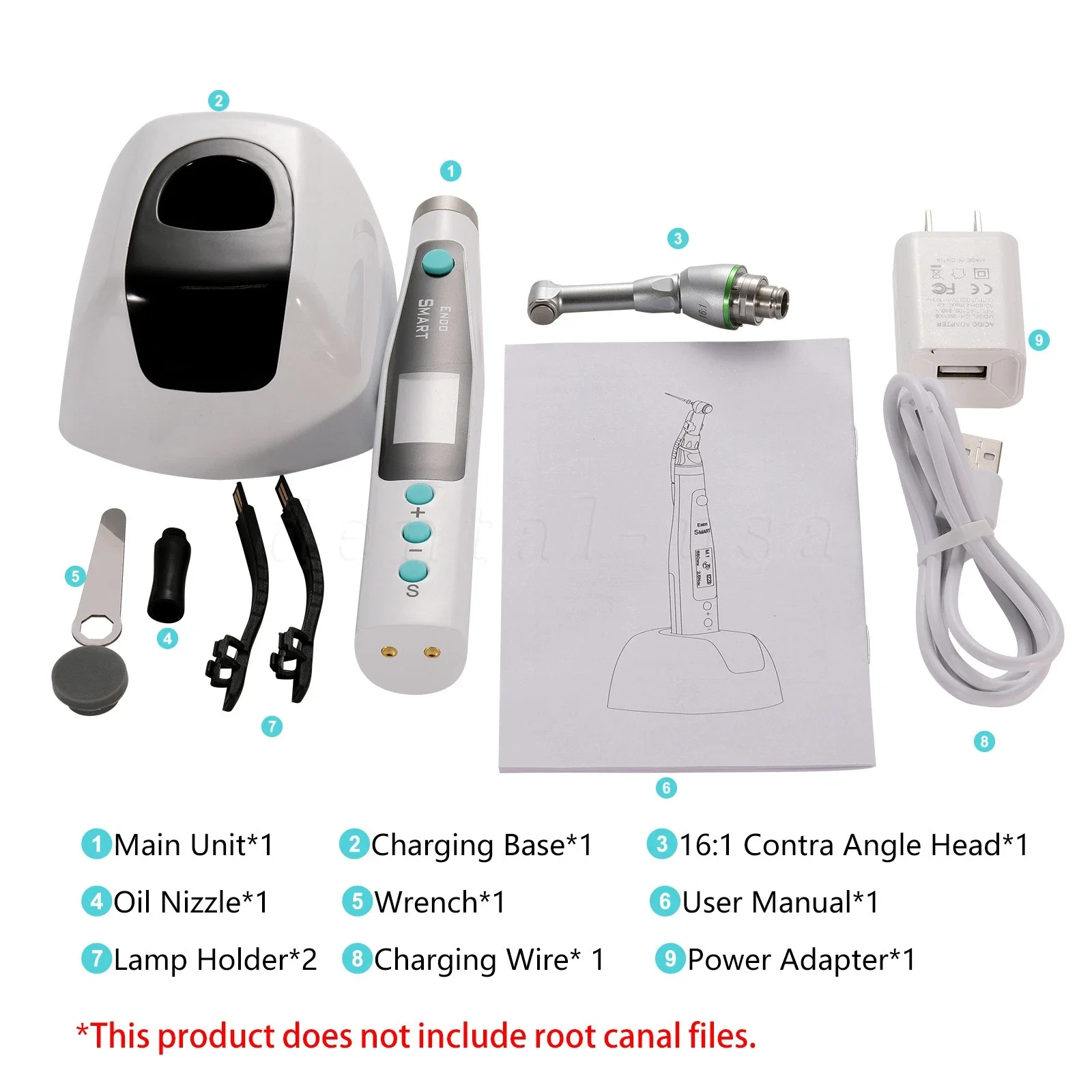 Dental Endodontic Cordless WireLess LED Endo Motor 16:1 Contra Angle Handpiece Reciprocating  Root Canal Treatment