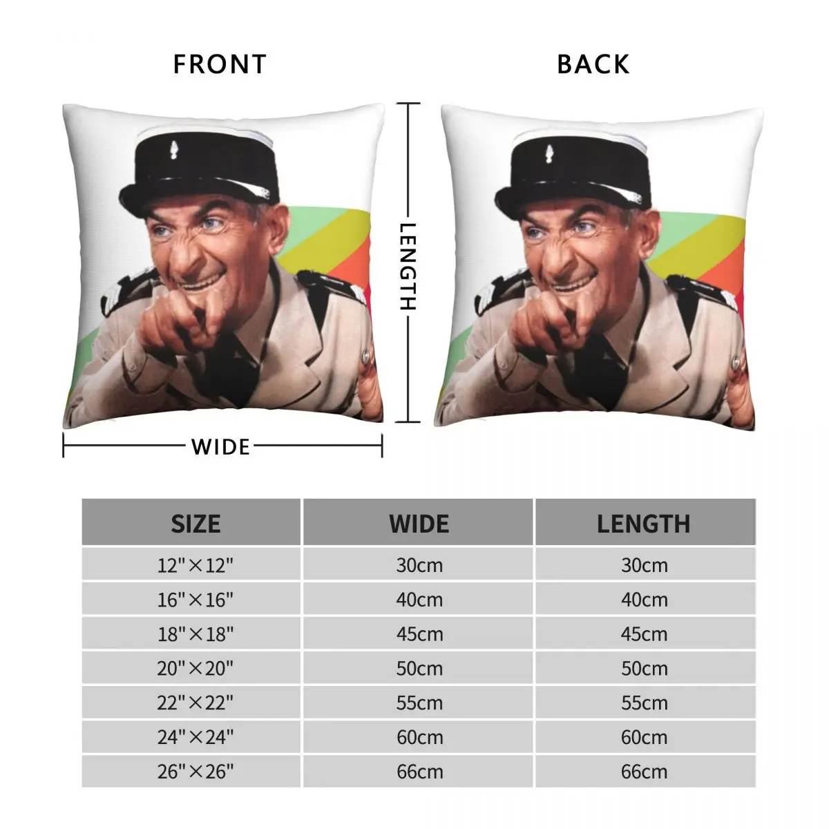 Louis De Funes Grimace Pillowcase Polyester Linen Velvet Creative Zip Decor Car Cushion Case