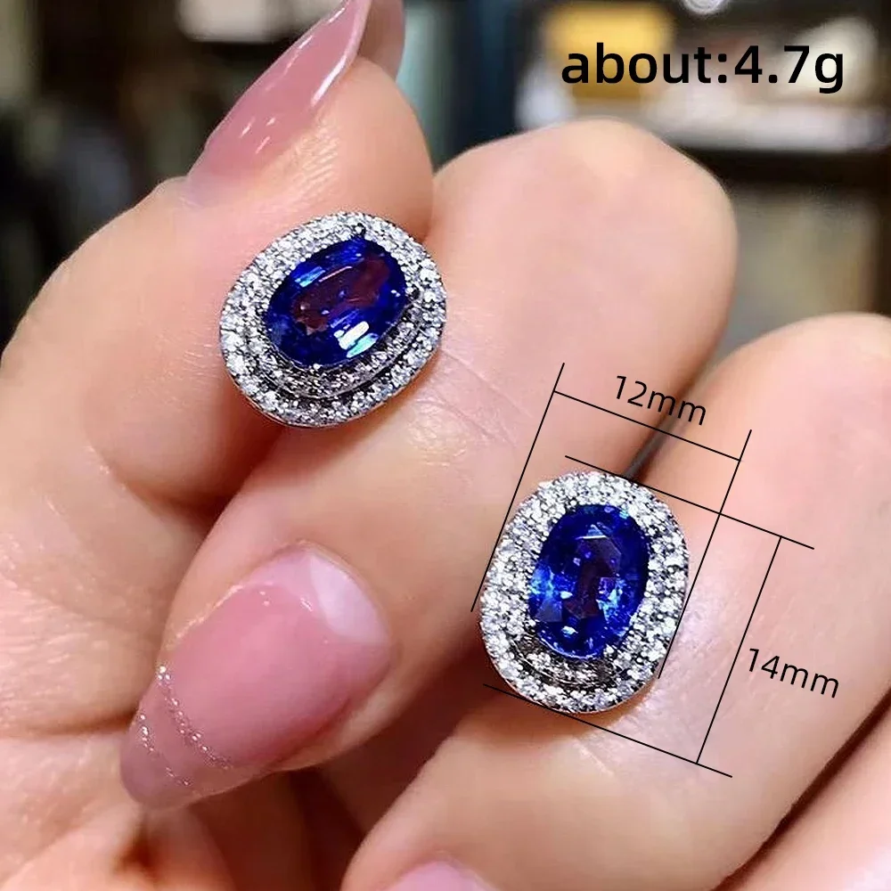 Temperament Vintage Blue Earrings for Women Luxury Cubic Zirconia Ear Piercing Stud Earrings Wedding Party New Jewelry