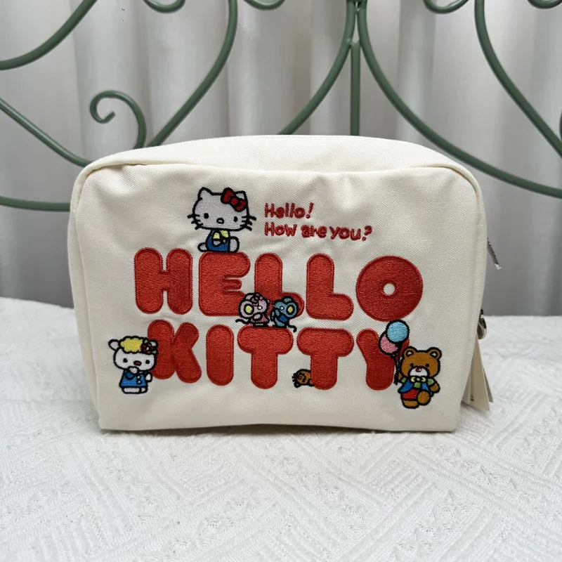 

Kawaii Sanrio Hello Kitty Anime CartoonCute Nylon Embroidered Women's Cloth Bag Small Square Bag Storage Change Handbag 7121