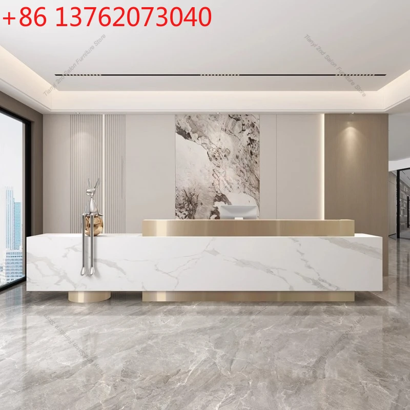 

Стойка ресепшн Nordic Marble Hotel: Современная роскошная стойка из спеченного камня для медицинских и косметических клиник, коммерческая мебель для предприятий