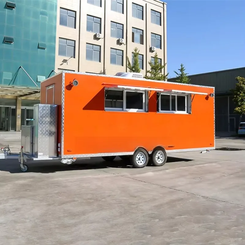 Commercial Mobile Food Trailer Outdoor Portable Catering Cart Fast Food Kiosk Street Food Equipment