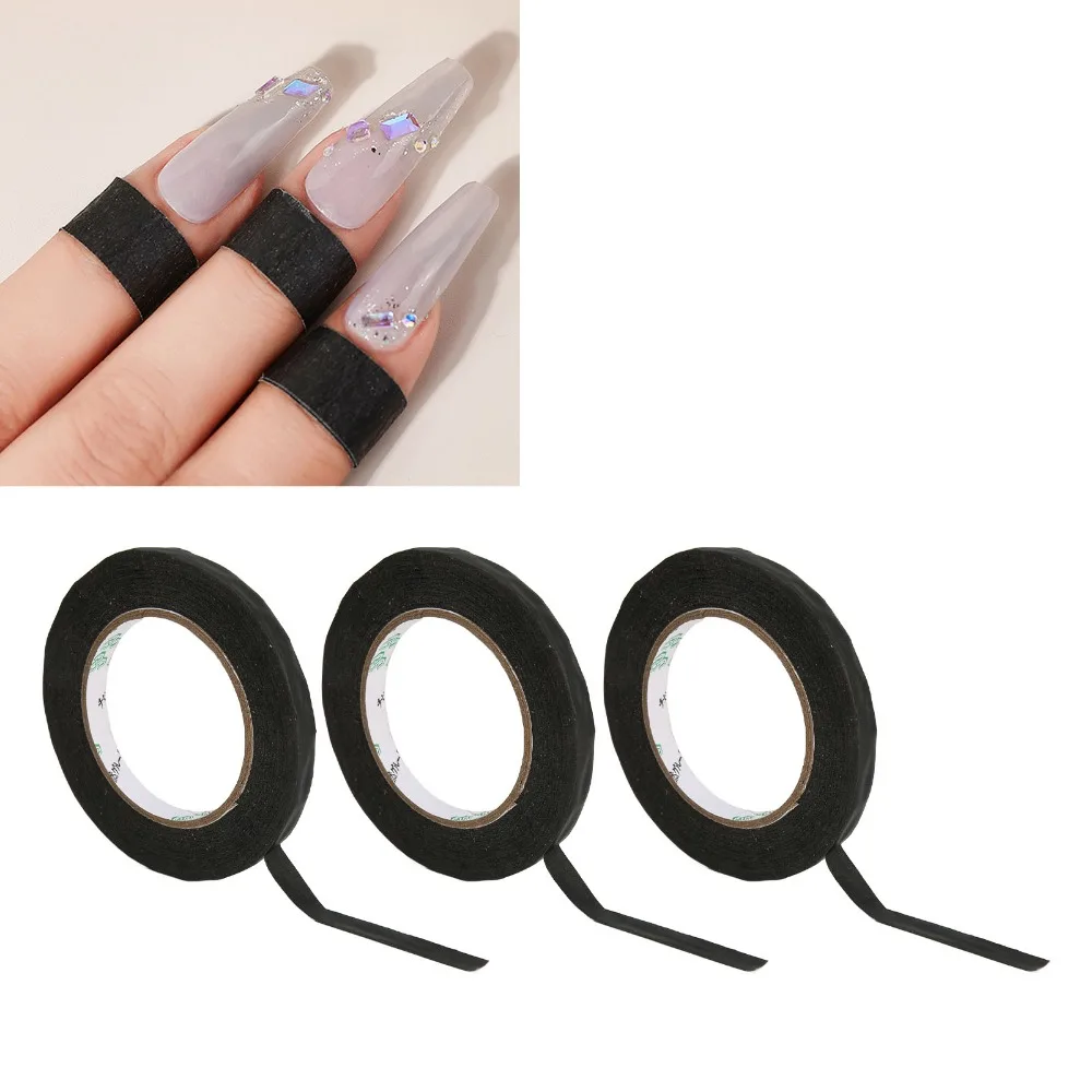 

10 Rolls 1cm Width Nail Art Adhesive Tape 20m Length Black UV Protection Manicure Tape Anti-Tanning Nail Protective Tape
