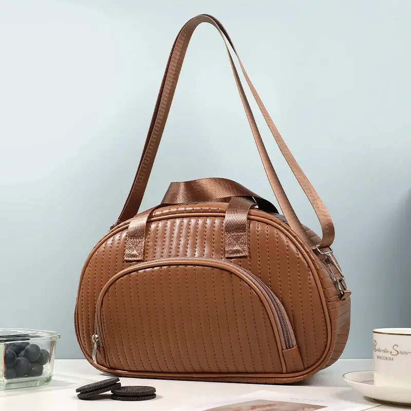Lunch Bag for Women, Double Deck Lunch Box for Adults, PU Leather Lunch Tote Bag Insulated Lunch Bags for Work Office Picnic