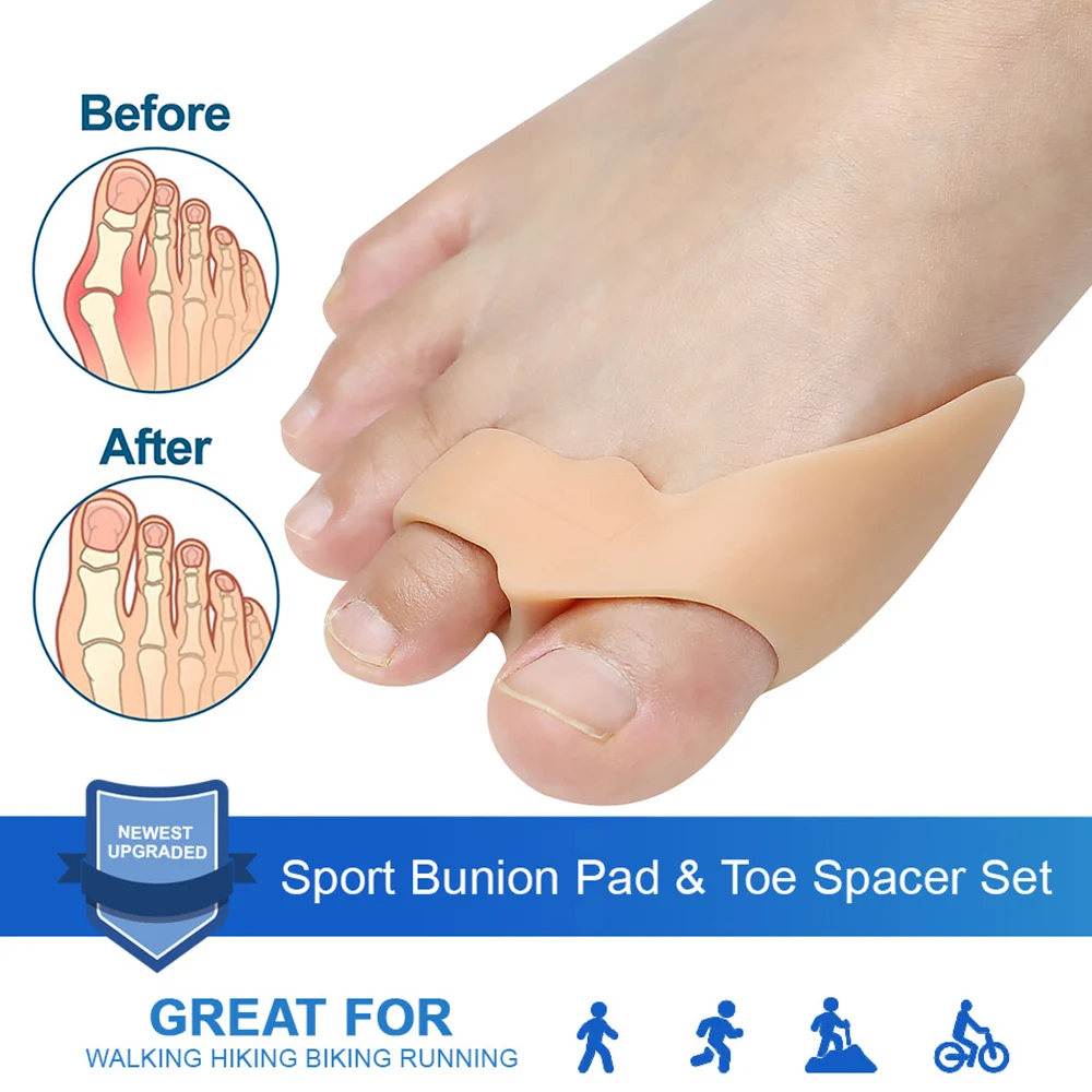 Pexmen 2Pcs/Pair Gel Bunion Corrector Toe Separator Spacer Toe Straighter for Hallux Valgus Blisters Overlapping and Hammer Toe