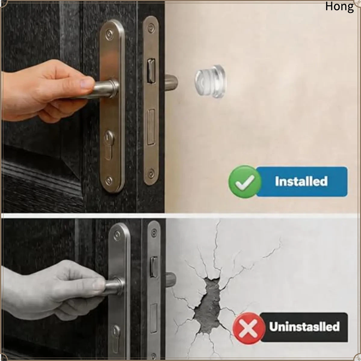 4Pcs Transparent Soft Silicone Door Stopper Wall Protector Adhesive Rubber Bumper SUMMER